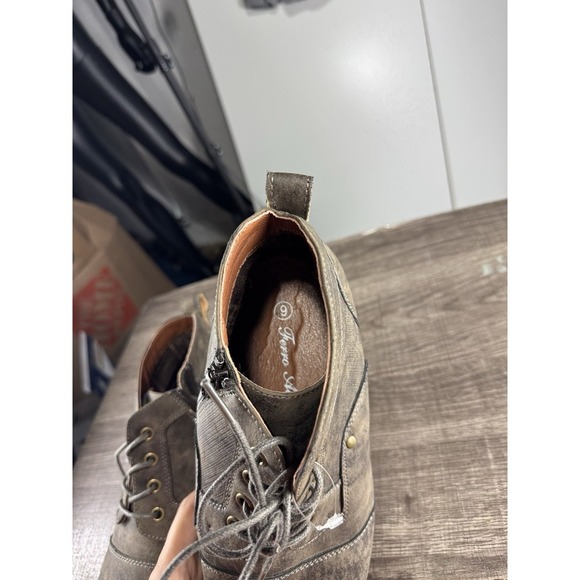 Ferro Aldo Blaine Casual Brogue Mid-Top Lace-up side zip Boots US 9 Grey Gray - Picture 7 of 7